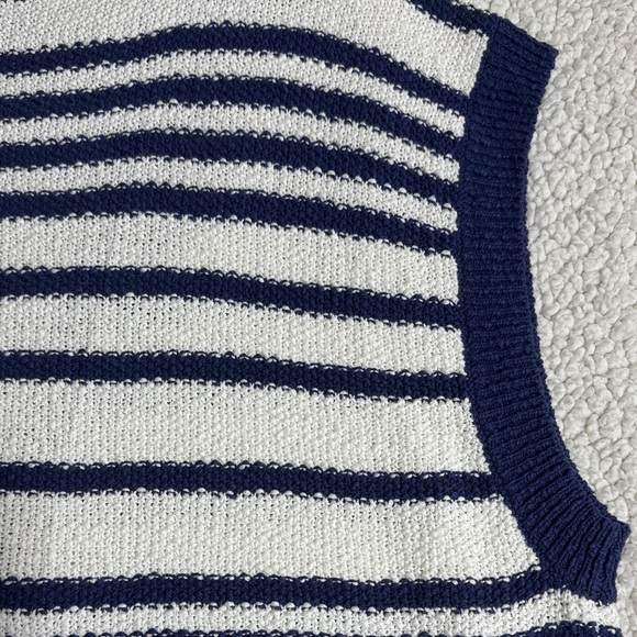 Anthropologie Maeve Slouchy Knit Sweater Vest Size XL Navy and White - Picture 7 of 12